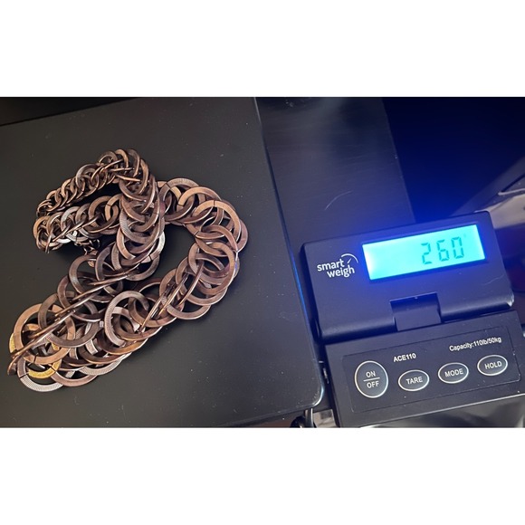 Bill Blass Copper Tone Linked Disc Necklace Textured Statement Layered Chain 18" - Picture 7 of 7